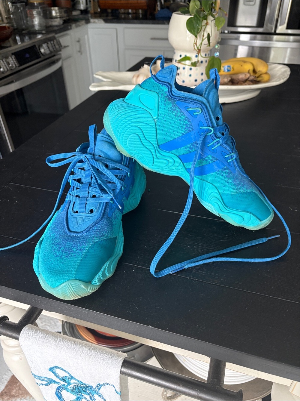 adidas Kids Teal &  Bright Blue Sneakers -Trae Young 3  “Lucid Cyan” -IF5603